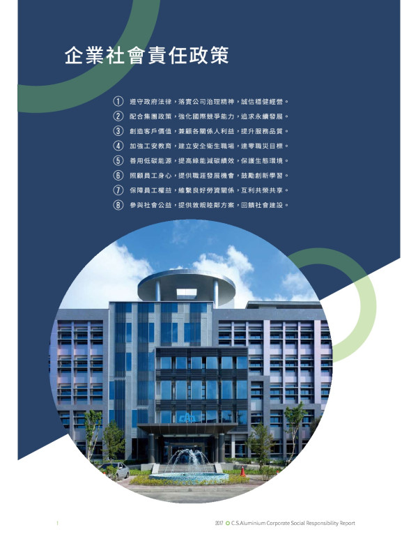 中鋼鋁業2017企業社會責任報告書